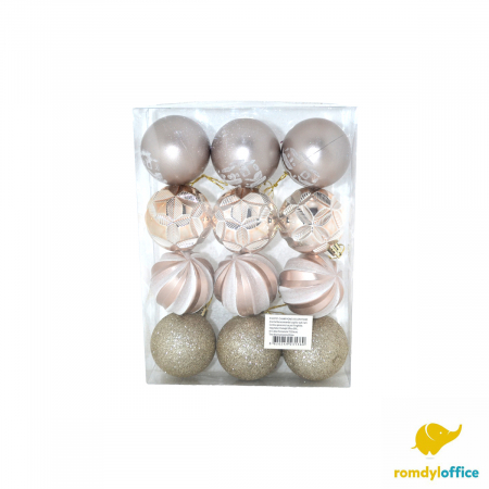 Accesorii de Craciun - Globuri sampanie 6cm 12/set