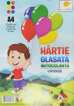 Hartie colorata si de creativitate - GLS-6 HARTIE GLASATA AUTOCOLANTA 6 COLI 25/SET