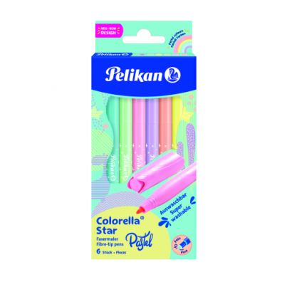 Carioci si Linere - Carioca Colorella Pastel, 6 culori/set Pelikan