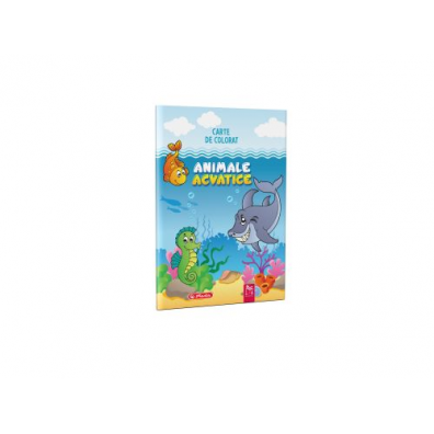 Carti si caiete educative de colorat - CARTE DE COLORAT A4, 16F, ANIMALE ACVATICE