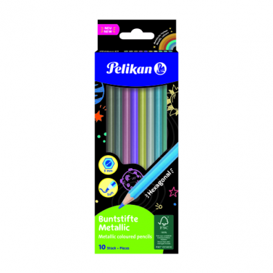 Creioane colorate - Creioane Color Metalizate 10 culori/set Pelikan
