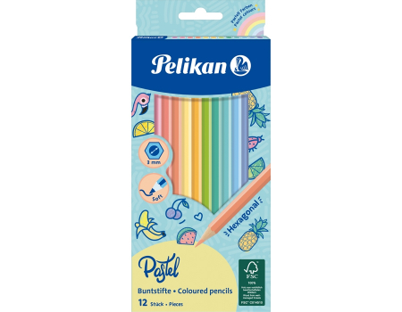 Creioane colorate - CREIOANE COLOR PASTEL, SET 12 CUL PELIKAN