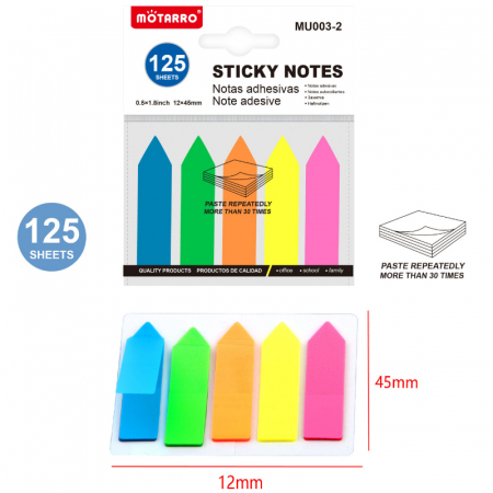 Accesorii pentru birou - Index plastifiat 12*45cm 5 culori 125 file
