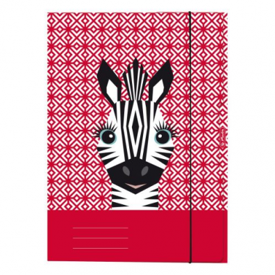 Bibliorafturi si Caiete mecanice - Mapa A4 din carton cu elastic, motiv Cute Zebra