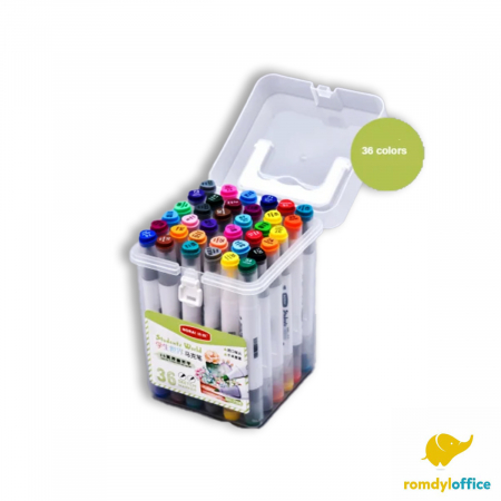 Markere si whiteboard - Set marker cu alcool 2 capete, 36 culori