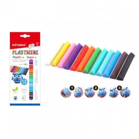 Plastilina, traforaj si lucru manual - Plastilina 12 culori Motarro