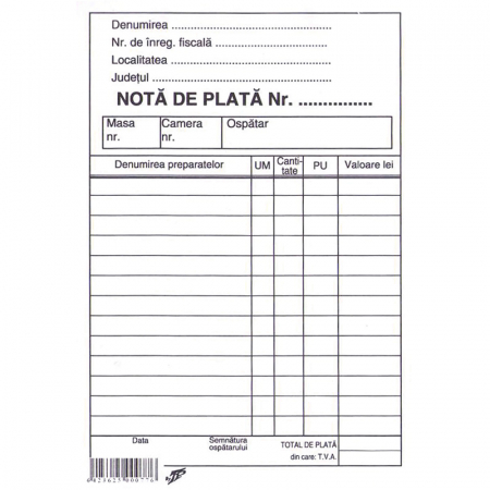 Tipizate - NOTA DE PLATA OSPATAR A6 OFFSET