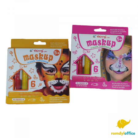 Acuarele, Tempera, Guase, Pensule - Pachet 6 culori pictura pe fata, si body painting, Mask-up Create Something
