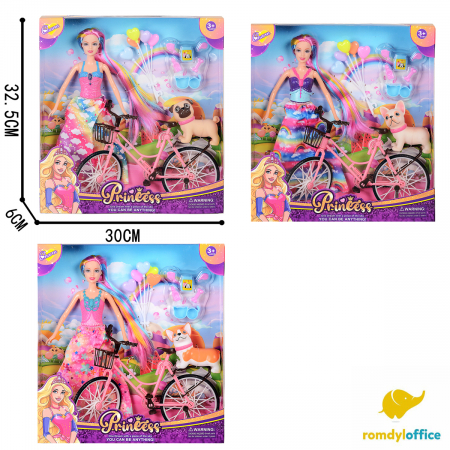 Papusi,castele,carucioare si casute - Papusa Princess cu bicicleta