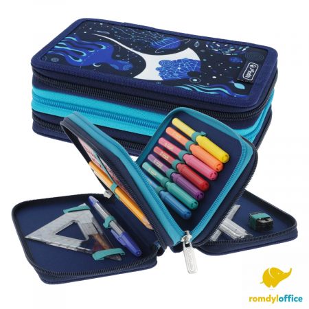 Penare,borsete - Penar Echipat 31 piese 3 compartimente Deep Ocean