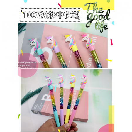 Pixuri cu accesorii - Pix cu glitter ponei