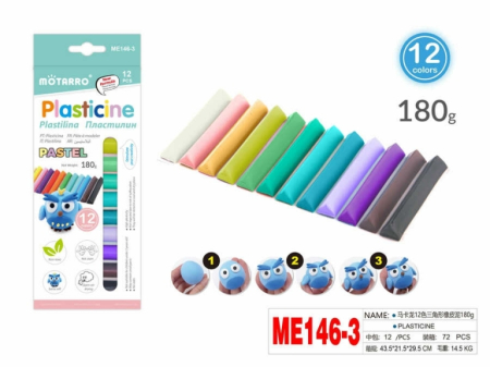 Rechizite scolare - Plastilina 12 culori pastel Motarro