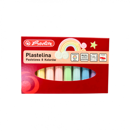 Plastilina, traforaj si lucru manual - Plastilina, set 8 culori pastel HERLITZ