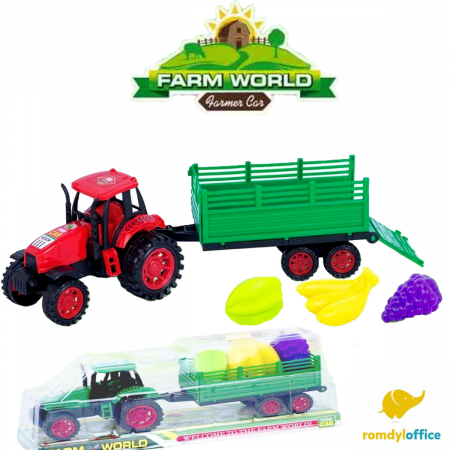 Animale si ferme - Tractor cu remorca cu fructe