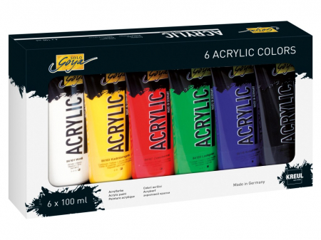 Acuarele, Tempera, Guase, Pensule - Vopsea acrilică Solo Goya, set 6 buc. x 100 ml