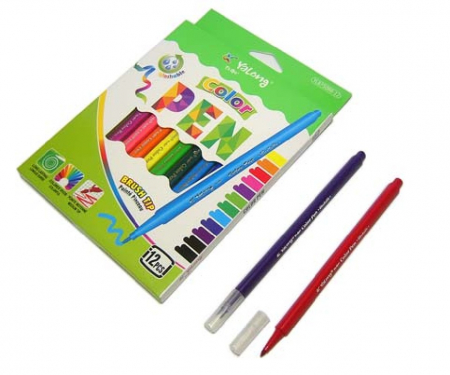 Rechizite scolare - Carioci tip pensula, 12 culori/set, YALONG