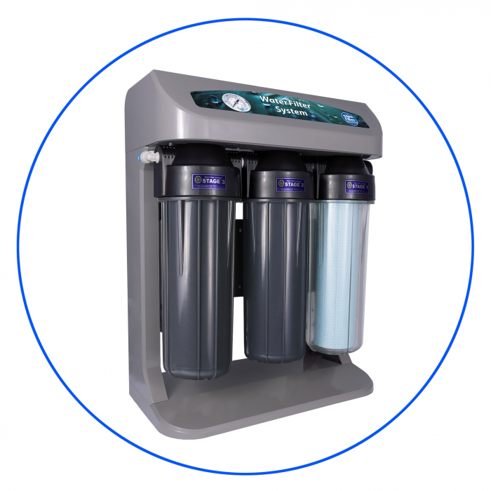 Sistem de osmoză inversă în 7 etape într-o carcasă gri, mineralizare, ionizator si manometru [2]