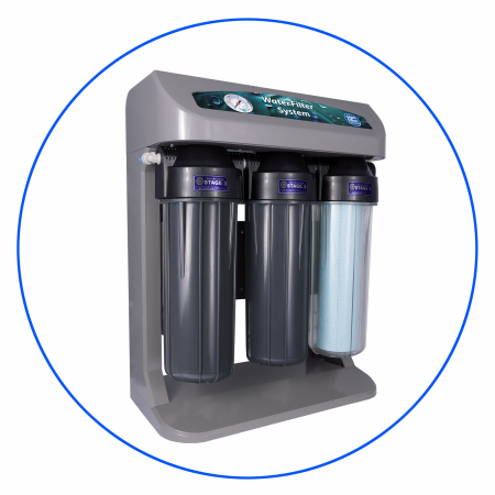 Sistem de osmoză inversă în 7 etape într-o carcasă gri, mineralizare, ionizator si manometru [1]