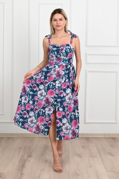 Rochie de vara casual, imprimeu floral culoare mov [10]