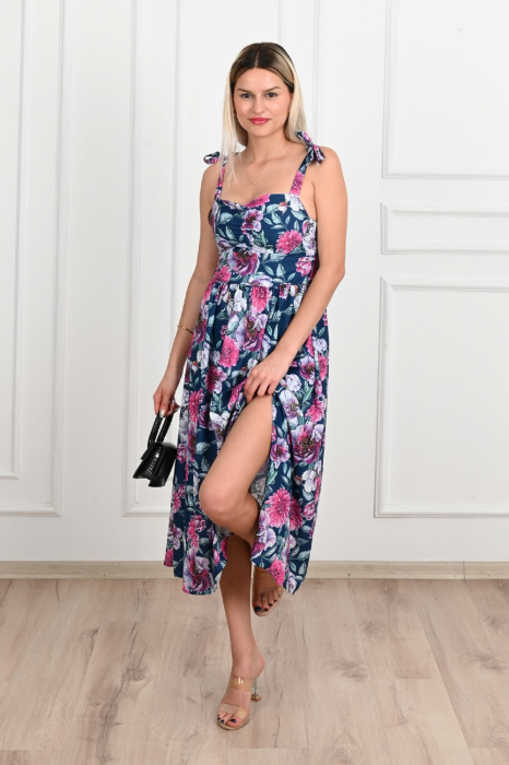 Rochie de vara casual, imprimeu floral culoare mov [6]