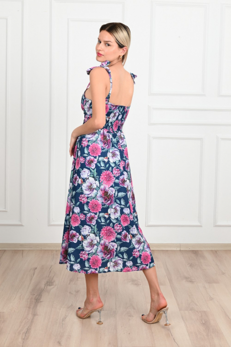 Rochie de vara casual, imprimeu floral culoare mov [11]