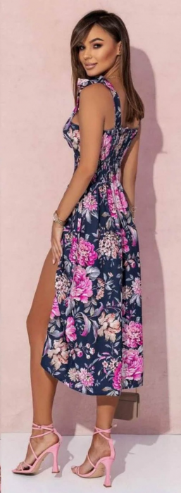 Rochie de vara casual, imprimeu floral culoare mov [2]