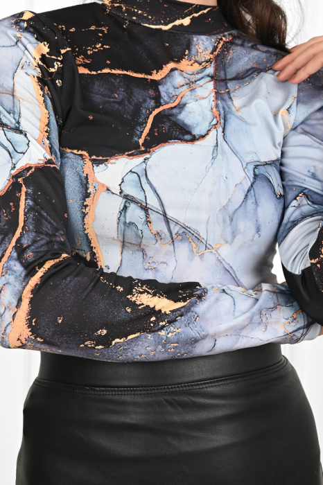 Bluza casual cu maneca lunga, culoare bleumarin cu negru [3]