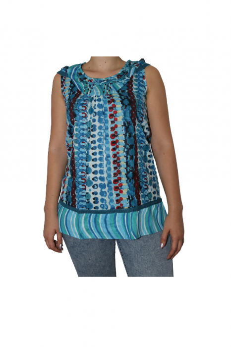 Bluza casual de dama, imprimeu colorat in albastru [1]