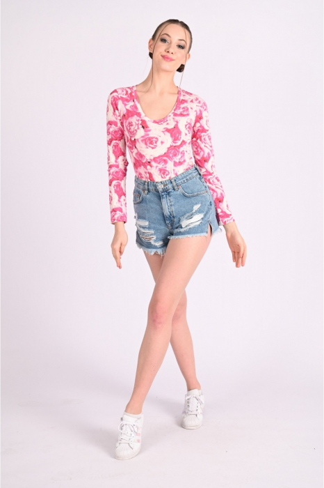 Body casual cu maneca lunga, imprimeu floral [1]