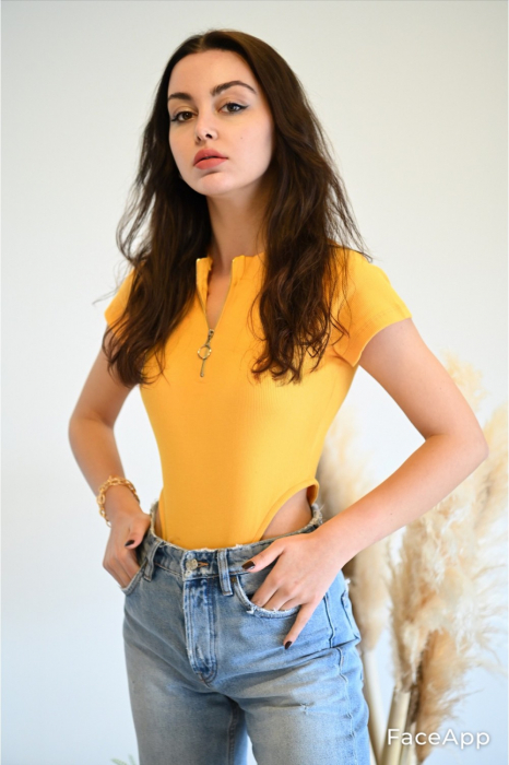 Body Casual din bumbac, maneca scurta, imprimeu colorat [5]