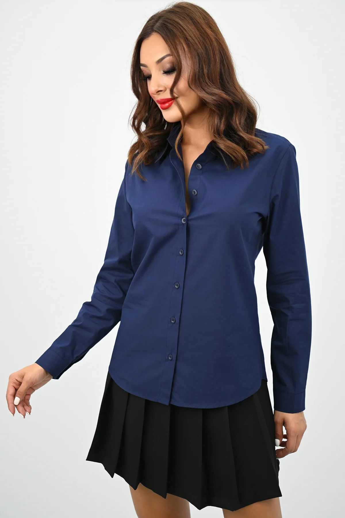 Camasa casual de dama, Bleumarin inchis [4]