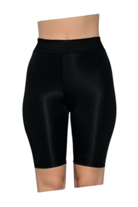 Colanti scurti cu talie inalta, potriviti pentru fitness/casual, culoare Negru [2]