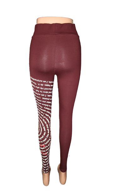 Colantii de dama cu imprimeu text “Different is Beautiful”, culoare grena/visiniu [3]