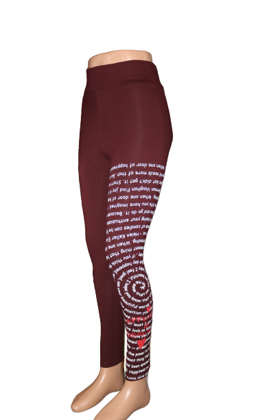 Colantii de dama cu imprimeu text “Different is Beautiful”, culoare grena/visiniu [2]