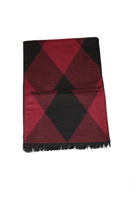 Fular barbati cu imprimeu geometric in romburi rosu cu negru [2]