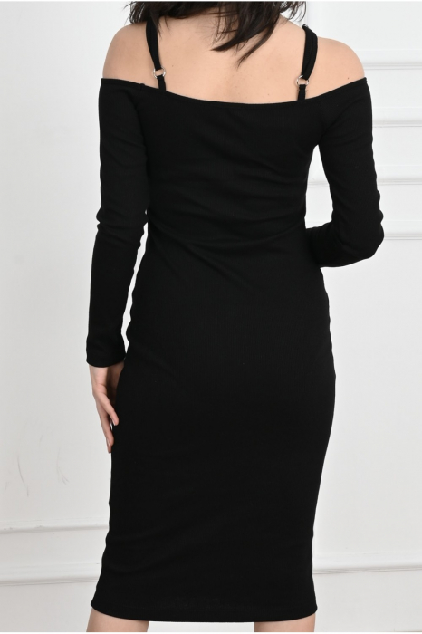 Rochie lasata pe umeri, culoare neagra, marime universala S-M-L [3]