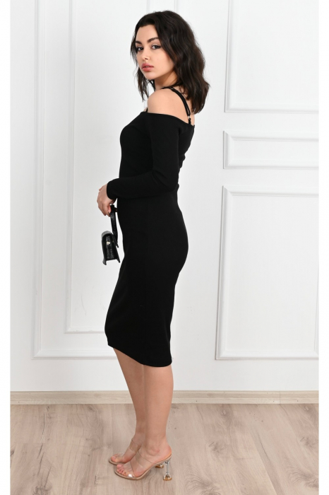 Rochie lasata pe umeri, culoare neagra, marime universala S-M-L [2]