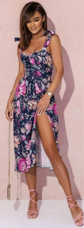 Femei - Rochie de vara casual, imprimeu floral culoare mov