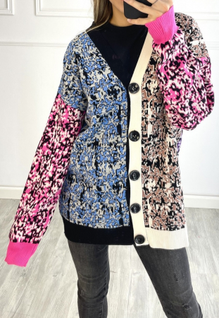 Pulovere - Cardigan dama, imprimeu multicolor, marime universala-M,L,XL