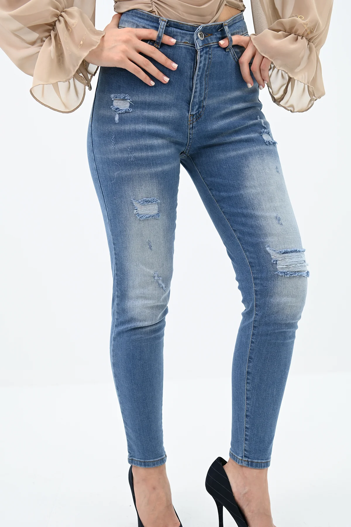 Pantaloni / Fuste / Salopete - Blugi casual de dama, Bleu