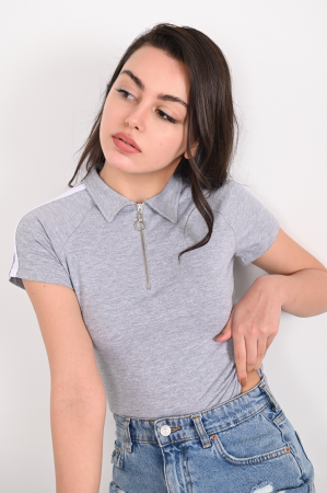 Femei - Body casual din bumbac cu dungi laterale