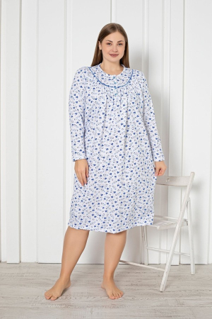 Furouri si Camasi de noapte - Camasa de noapte vatuita, imprimeu floral,Albastru