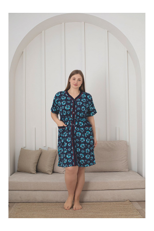 Halate dama - Capot de casa cu maneca scurta, Turcoaz