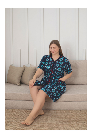 Capot de casa cu maneca scurta, Turcoaz [1]