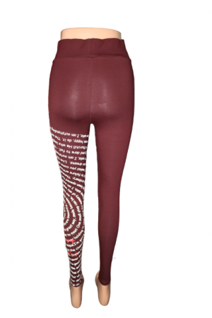 Colantii de dama cu imprimeu text “Different is Beautiful”, culoare grena/visiniu [2]