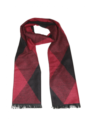 Accesorii barbati - Fular barbati cu imprimeu geometric in romburi rosu cu negru