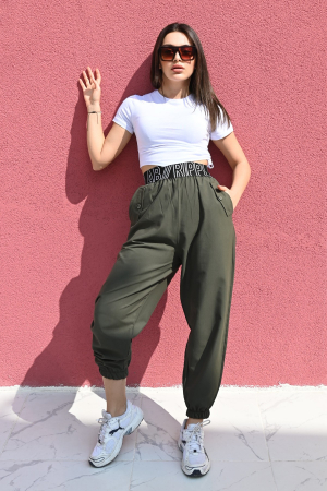 Pantaloni si Salopete - Pantaloni lungi de dama, design lejer, culoare kaki