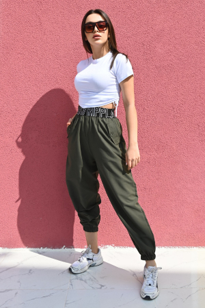 Pantaloni lungi de dama, design lejer, culoare kaki [1]