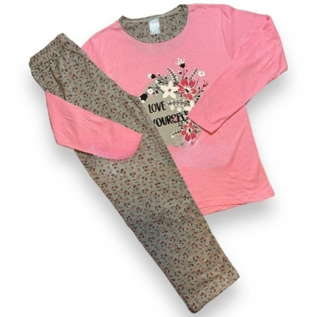 Femei - Pijama dama, confortabila si eleganta, roz-gri