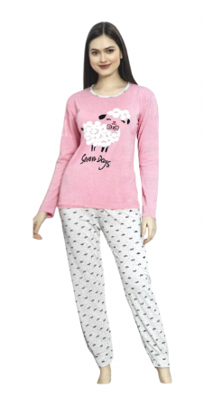 Femei - Pijama dama, confortabila si eleganta, roz-pal